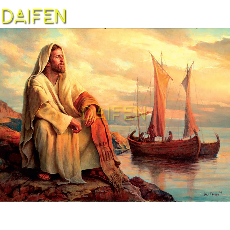 5D DIY Diamond embroidery Full Square Diamond painting Cross stitch god Jesus religion boat Full Round Diamond mosaic