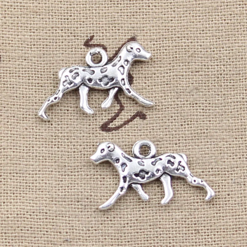 

25pcs Charms Dog Dalmatians 13x25mm Antique Silver Color Plated Pendants Making DIY Handmade Tibetan Silver Color Jewelry