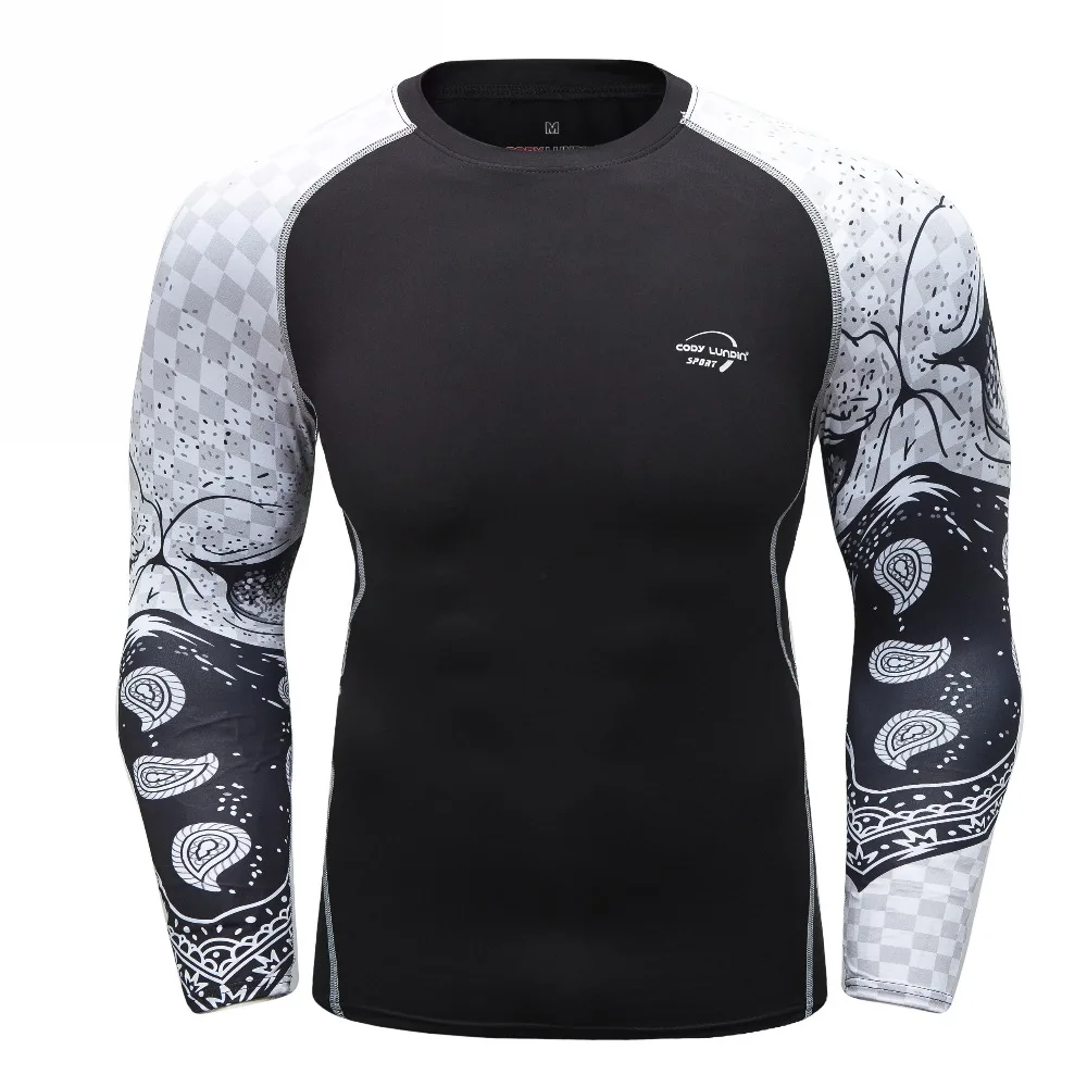 New Men Compression Tights T-shirt Men Fitness 3D Printed Shirt Breathable Long Sleeve Tops Rashgard Workout Fitness T-Shirts