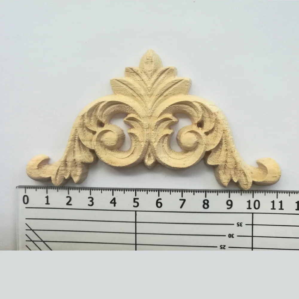 4PCS Woodcarving Decal Wood Carved Corner Applique Frame Wall Doors Cabinet Furniture Decorative Figurines 8CM 10CM 12CM 14CM