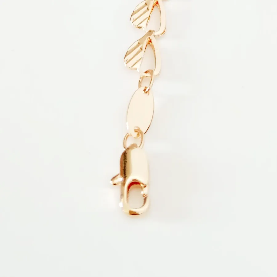 Korean Bracelet 585 Rose Gold Color Jewelry Women Hand Heart Shape Catenary Link Bracelet Bangle Girl Gold Charm Women Bracelet