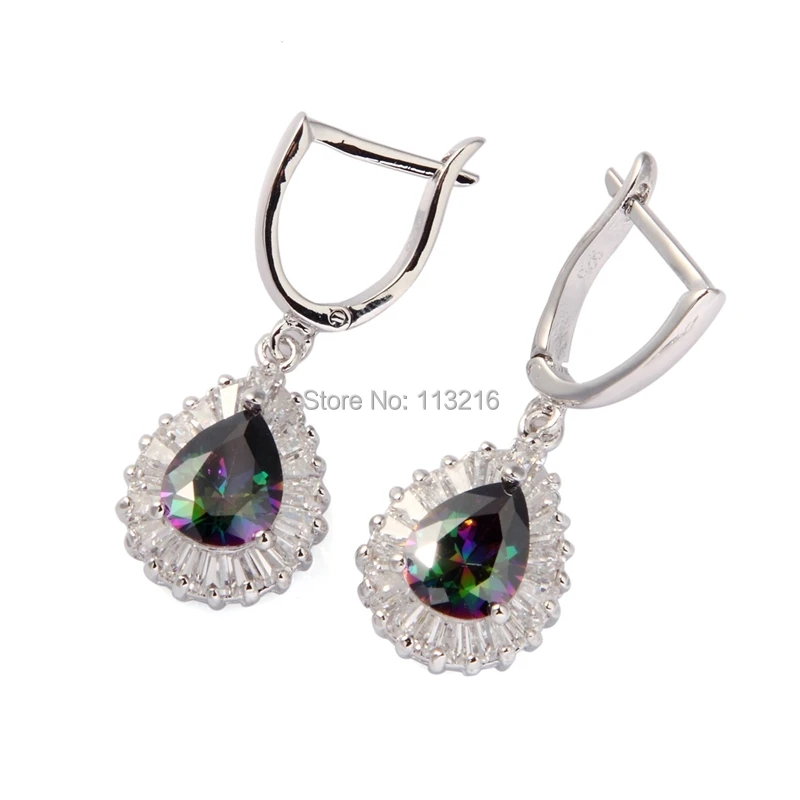 Fleure Esme Charms christmas Noble Generous Wedding earrings for women dropshipping Rainbow Cubic Zirconia Rhodium Plated R712G