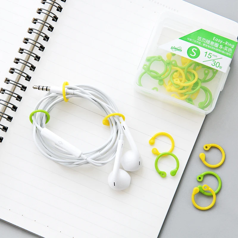 Creative Color Plastic Multi-function easy ring paper book loose leaf binder Open Circle Clips Office Information Card Rings