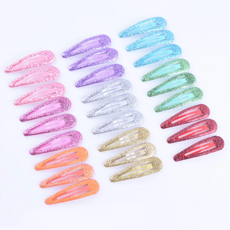 100pcs/lot Children Barrettes Bobby Pin Glitter Hair Clips Girls\' Hair Accessories 48MM Hairpins Claw Clips For Women Wholesale