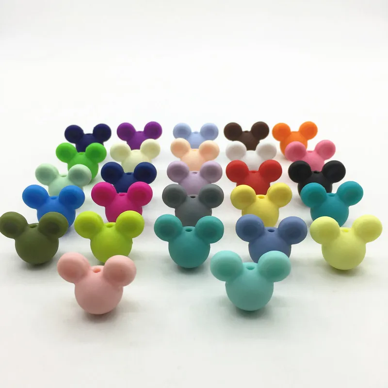 10pcs silicone mickey Beads Food Grade Baby Teethers Bead Round 14MM Cartoon Teething Silicone loose beads for baby chew