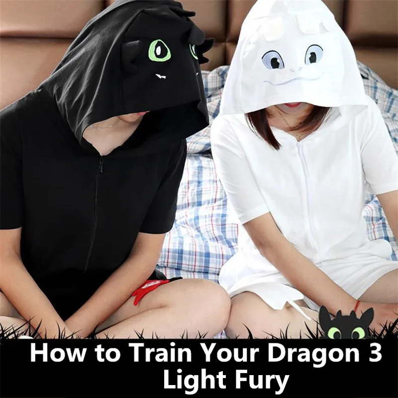 Anime Hoe to Train Your Dragon 3 Tandeloze Cosplay Kostuums Vrouwen Mannen Licht Fury Pyjama Katoen Badjas Nachtkleding Jumpsuits Nieuwe