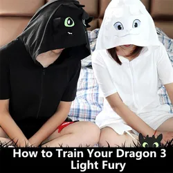 Anime How to Train Your Dragon 3 Toothless Cosplay Costumes Women Men Light Fury Pajamas Cotton Bathrobe Sleepwear Jumpsuits New