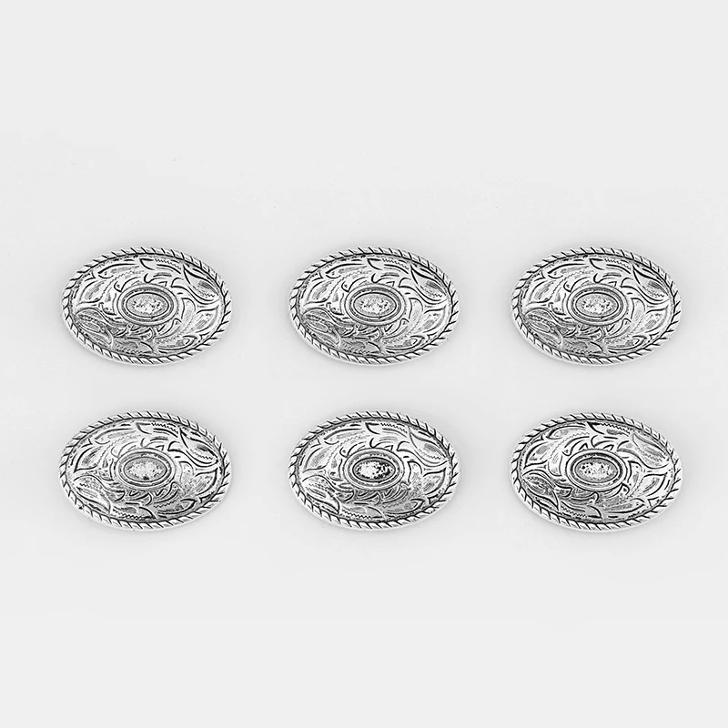 5pcs Tibetan Silver Lacework Craft Carved Oval Slider Beads Spacer With 5*8mm Tray Base Setting Fit 12mm Flat Leather Cord