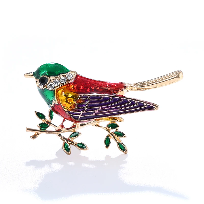 Stylish Cute Little Sparrow With Crystal Brooch Gold Color Metal Scarf Pins Women Kids Suit Clothes Accessories Jewelry image 5