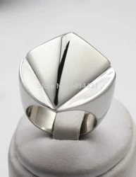 Geometric 316L Stainless Steel Rings Plated Austrian Square Ring Blank Smooth Plain Silver Color Finger Ring