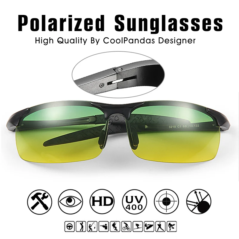 Classic Alloy Frame Polarized Sunglasses Men Day Night Eyewear Male Anti-glare UV400 Driving Glasses Women gafas oculos de sol