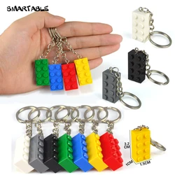 Smartable Brick 2x4 2x2 2x3 1x4 Key Chain Building Block Toy For Kids Christmas Gift Keychain Decorations Mixed Colors 30pcs/lot