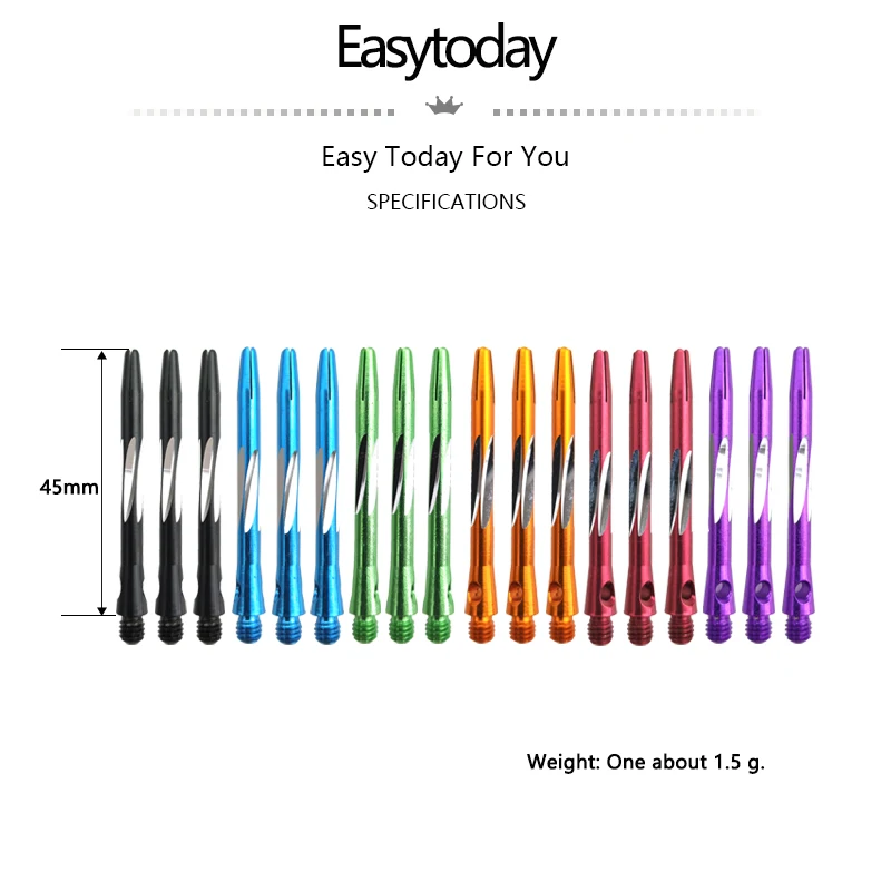 Easytoday 18Pcs/set Darts Accessories Shafts Six Colors Darts Shaft Aluminum Darts Professional Accessories Wholesale