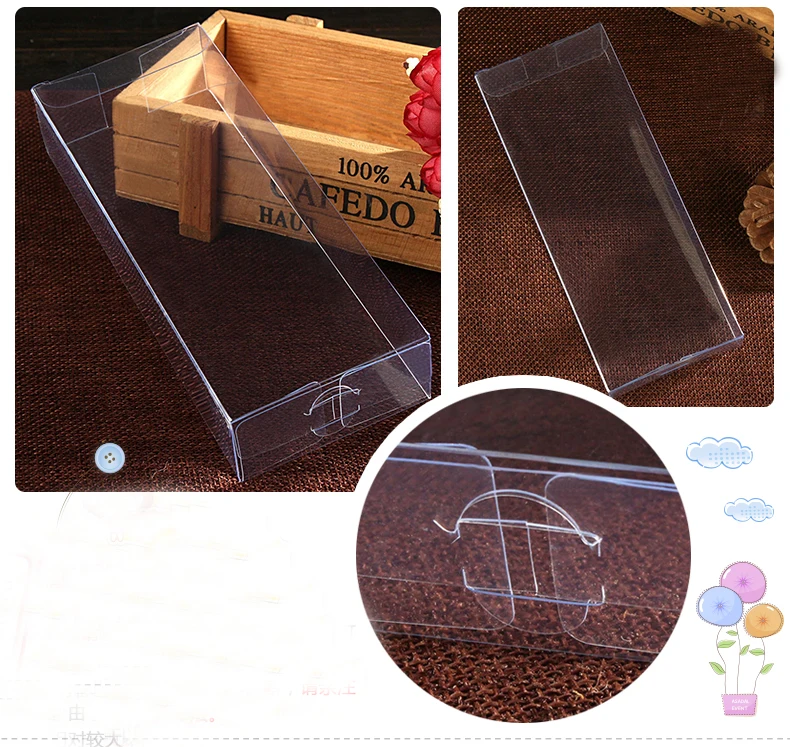 50pcs 3*6*15cm Wedding PVC Box Clear Gift Craft Cosmetic Display Box Small Jewelry Packing Holder Transparent Plastic Box