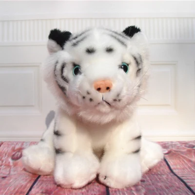 real life toy mini 20cm white squatting tiger plush toy soft doll baby toy birthday gift h0919