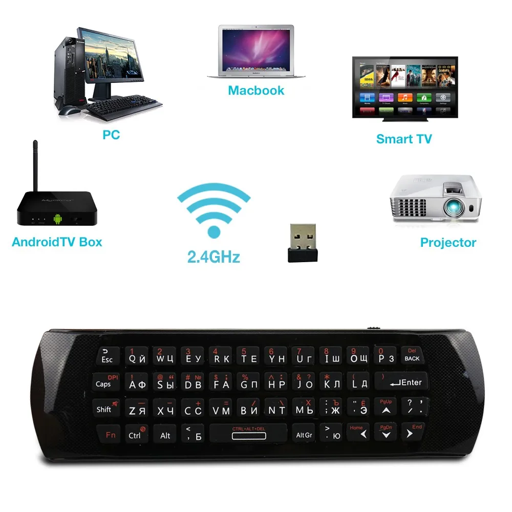 [Genuine] Rii i25 2.4G Mini Wireless Russian English Keyboard Air Fly Mouse High Quality for PC HTPC Smart Android TV Box x96max