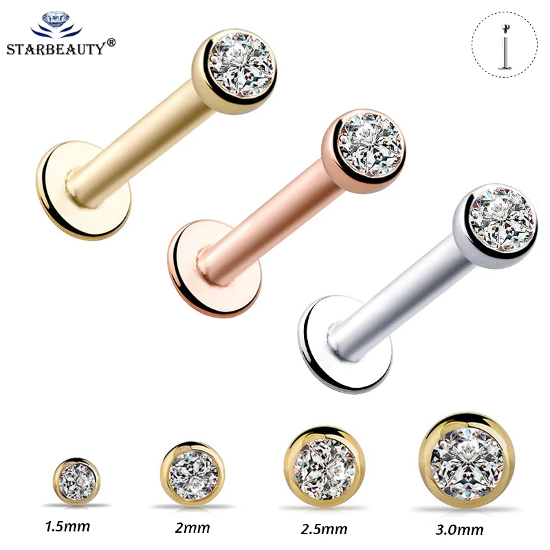 1Pc 1.5-3mmx6/8mm Tragus Bars Earrings Ring Stud Piercing Surgical Steel Labret piercing Cartilage Tragus Pircing Body Jewelry