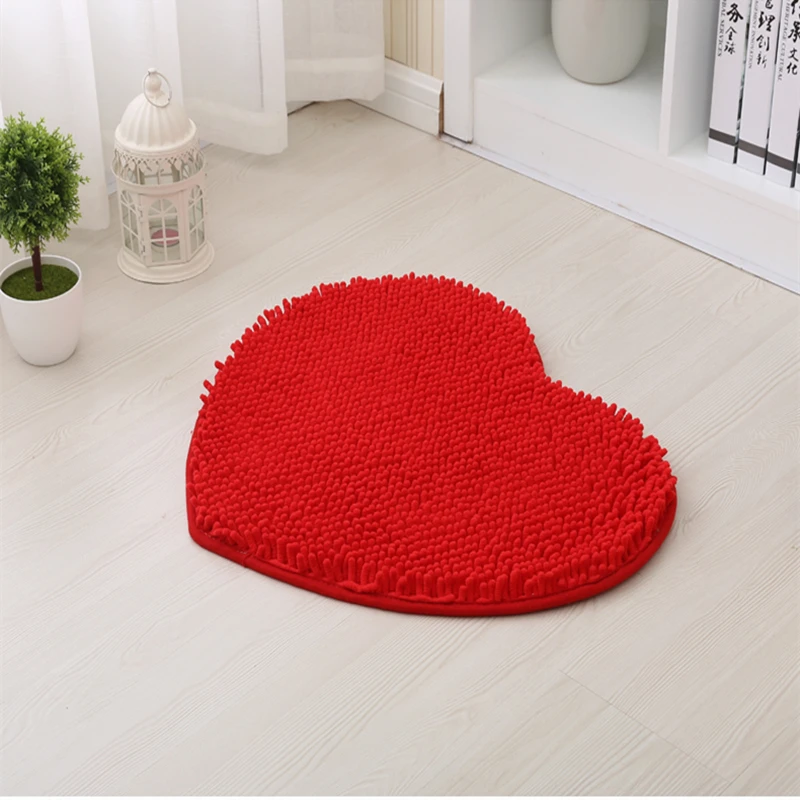 1pc home decor fluffy 50*60cm love heart shape non-slip bath mats bathroom carpet set 3 colors shower mat toilet bathroom rugs