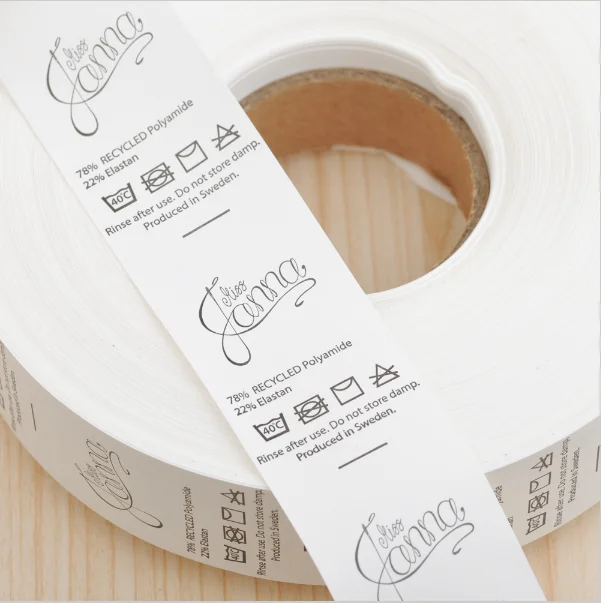 1000pcs/roll labels for clothes Custom white garment nylon taffeta washing care label clothing size tags wash labels lb-025