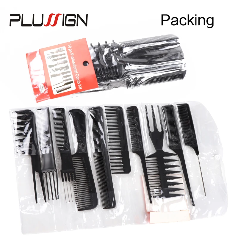 Peigne à cheveux en plastique noir, 10 pièces, brosse pour coiffeur, Mini Protalbe pour Salon de coiffure, outils de coiffure