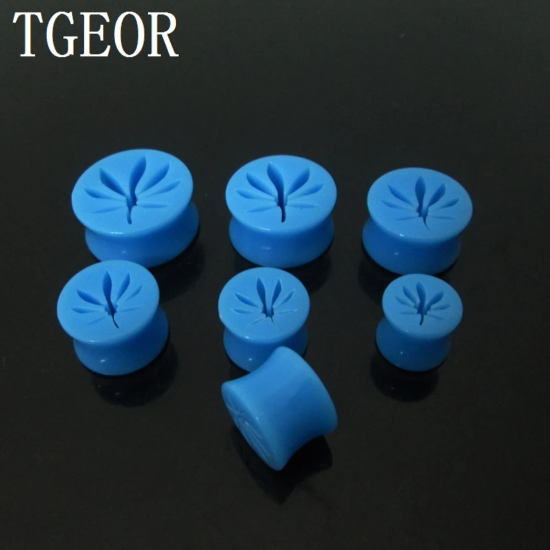 BRAND NEW 1 pair mixed 6 gauges ear expander saddle leaf laser cut acrylic ear plug FASHION FREE