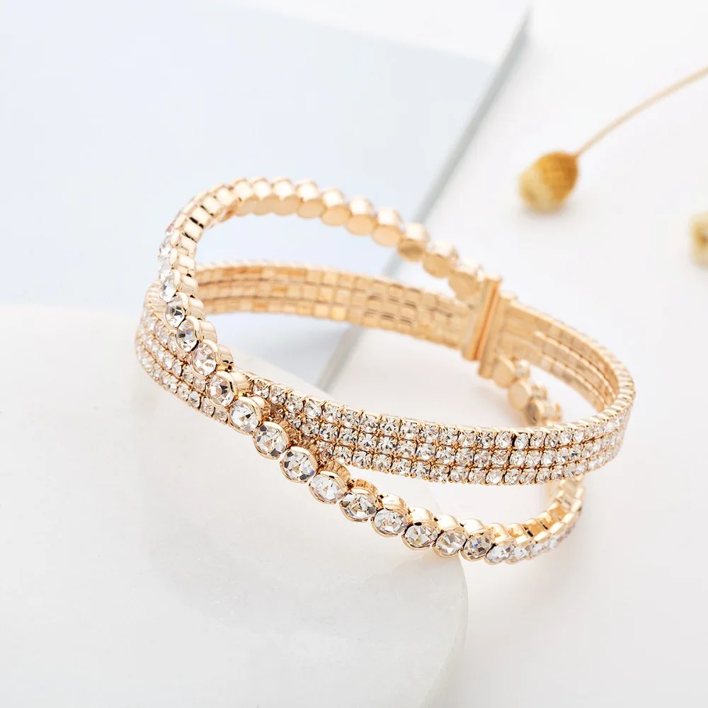 YFJEWE Women Classic Cross Design crystal  Bracelet Fashion  Jewelry Sparkling Handmade Femme Bracelets B254