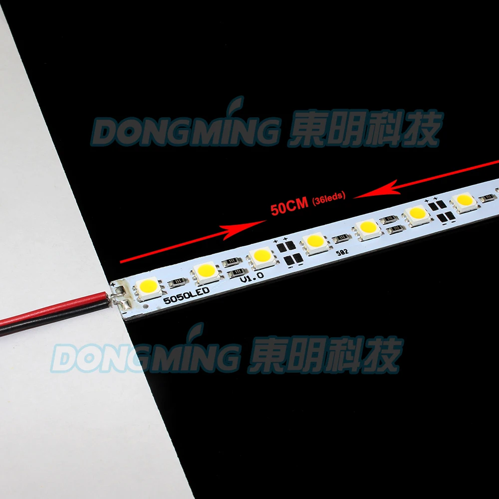 50pcs 50cm 36led 12V PCB led luces strip 5050 white/warm white luces light bars no waterproof luces aluminum led strip light