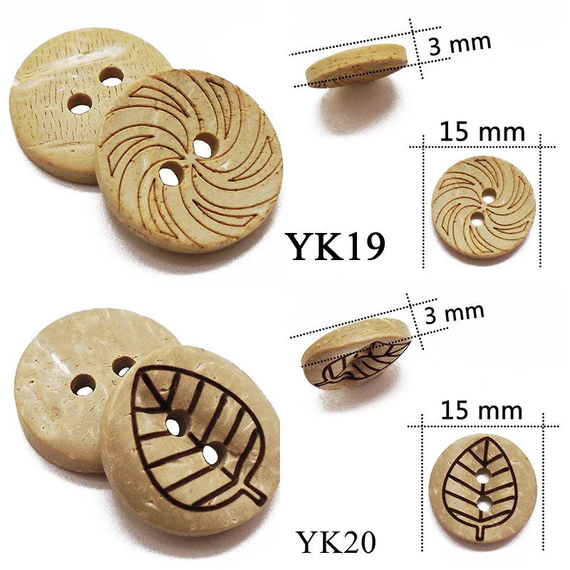 30 Teile/los Größe 15mm Natürliche Farbe Runde Laser Coconut Shell Tasten Handwerk Nähen Scrapbooking Holz Für Kinder Kleidung Handmade – Detail 12