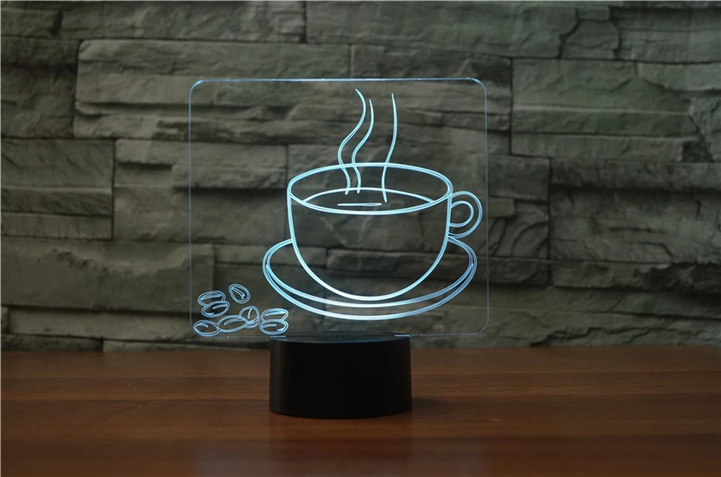 3D Night Light a cup of coffee tea Style Luminaria Fashion Lamp For coffee shop restaurant dining room Decoration lampada led