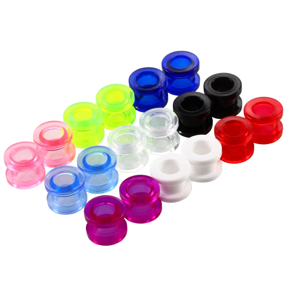 PAIR Acrylic Ear Stretchers Plugs Tunnels Piercing Colorful Hollow Screw Fit Ear Gauges Piercing Ear Flesh Expander Body Jewelry