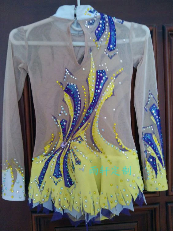 Crystal Custom Child Gymnastics Competition Dress Beautiful New Brand Vogue Figure Skating Dresses For Competition G2838