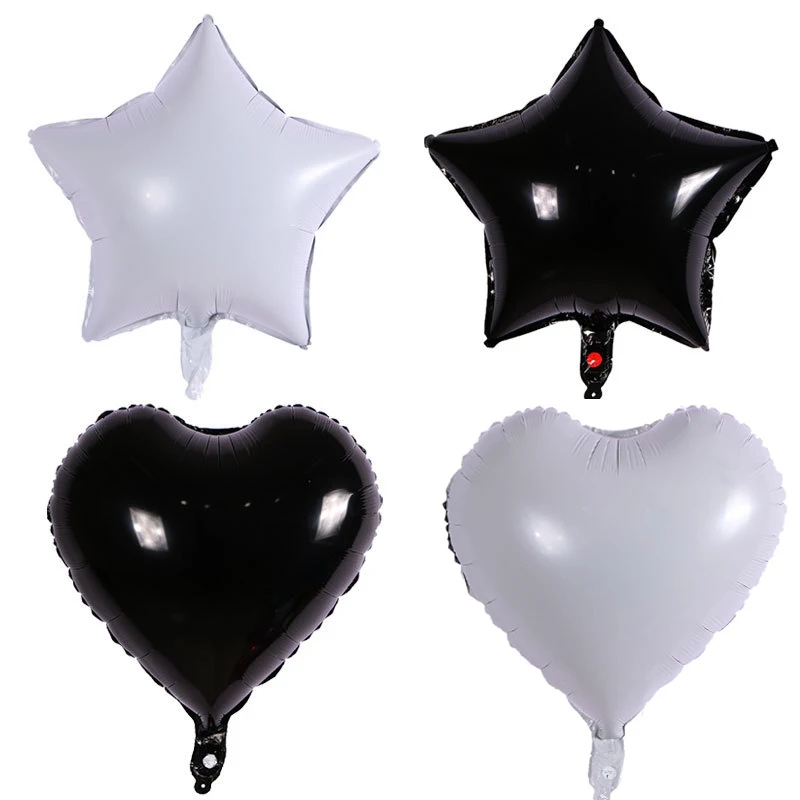 18-calowy biało-czarny balon w kształcie serca Balony foliowe z helem Dekoracje ślubne Dekoracje urodzinowe Balony Dekoracje Balony Impreza Balon imprezowy