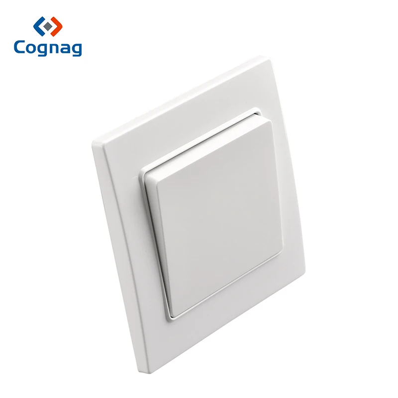 Cognag 1 Gang 2 Arah Dinding Lampu Push Button Mewah Putih PC Panel Lebar Rocker Saklar Manual