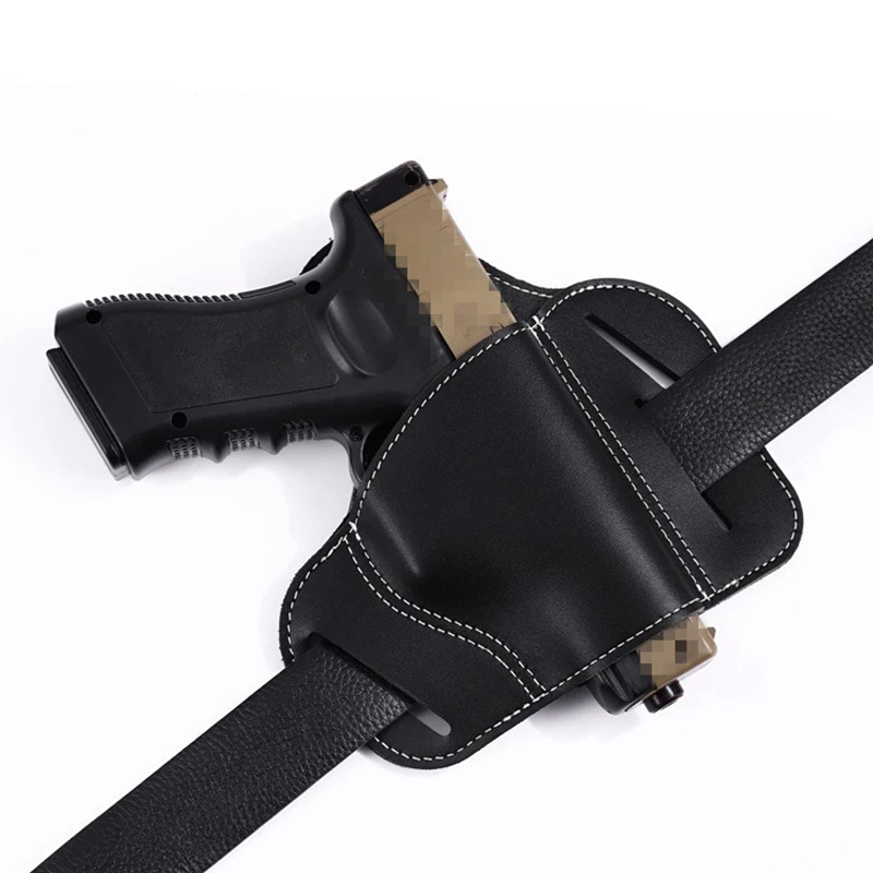 

Cowhide Tactical Gun Case Hunting Holster Pouch Glock 17 Universal Gun Concealed Carry Belt Holsters Hand Gun Accessories