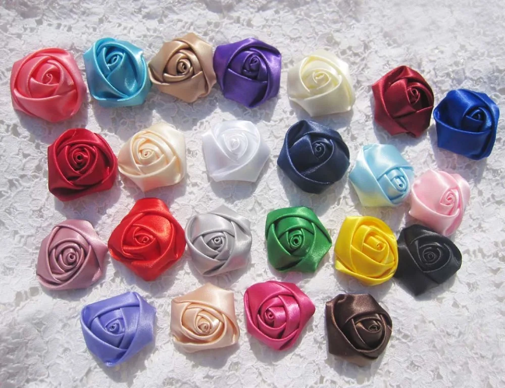 

Wholesale - 50pcs/lot 23colors for your choose 1.5 inch satin ribbon rosettes Free Shipping