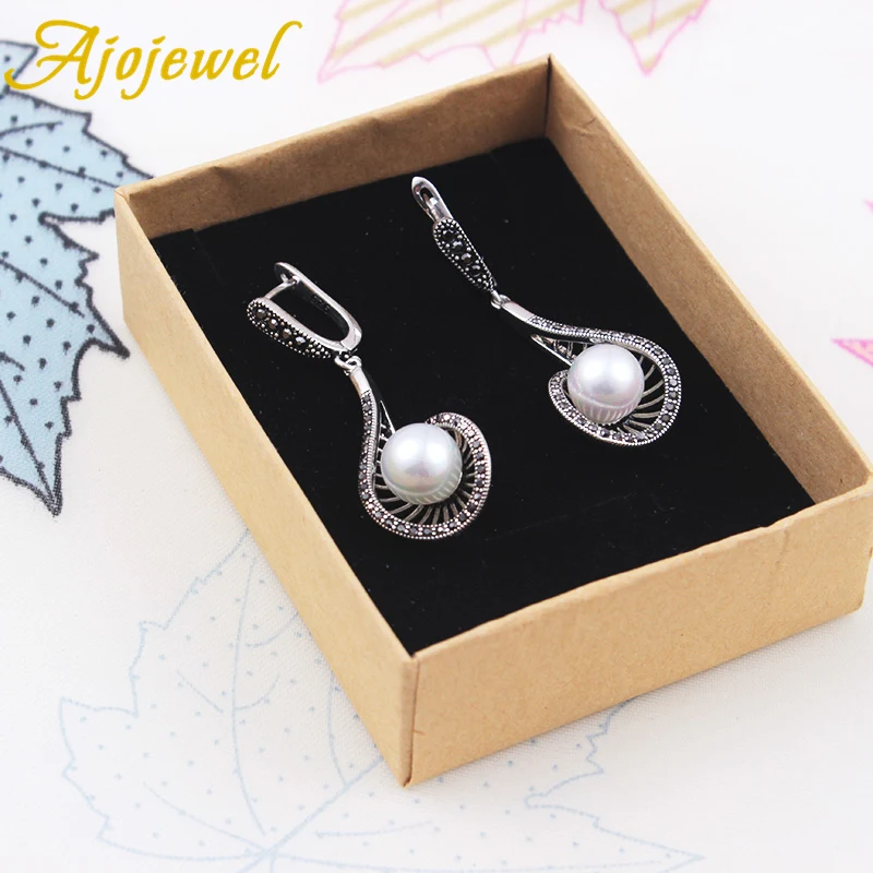 Ajojewel Vintage Simulated-pearl Long Drop Earrings For Women Elegant Party/Wedding Gift For Lady