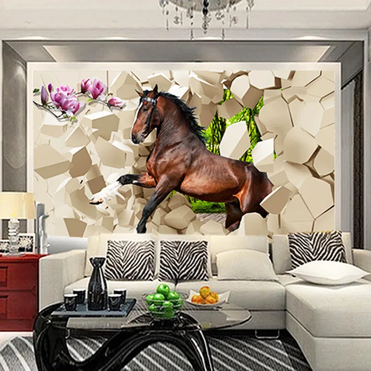 3d huge mural papel de parede horse coming for bedroom& living room sofa tv wallpaper murals