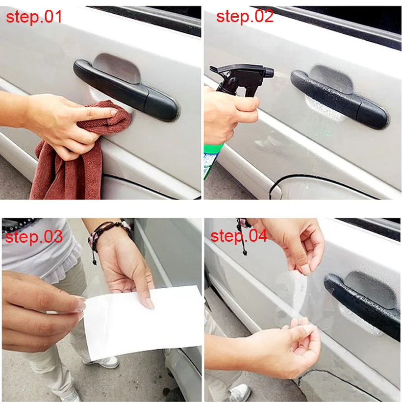 4/set Universal Invisible Car Door Handle Scratches Automobile Protector Films scratches resistant car Handle Protective