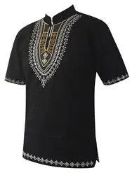 Dashikiage men African clothes africain Tops afrique Short Sleeved Caftan Shirt