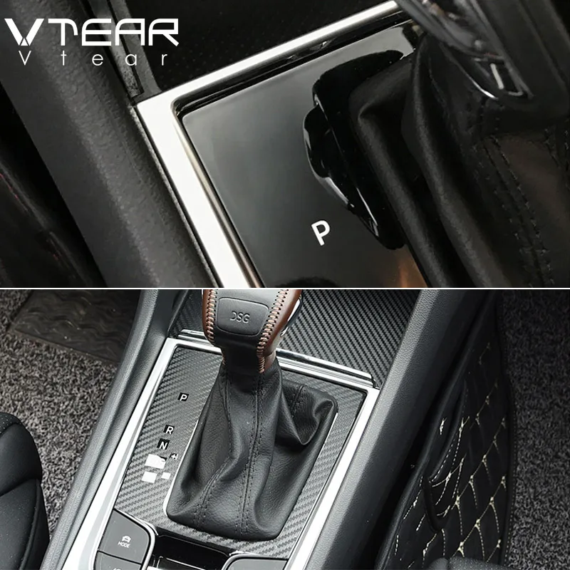 Vtear for Skoda Kodiaq gear frame cover chrome center centre console panel circle accessories gear shifter collar decorative 21