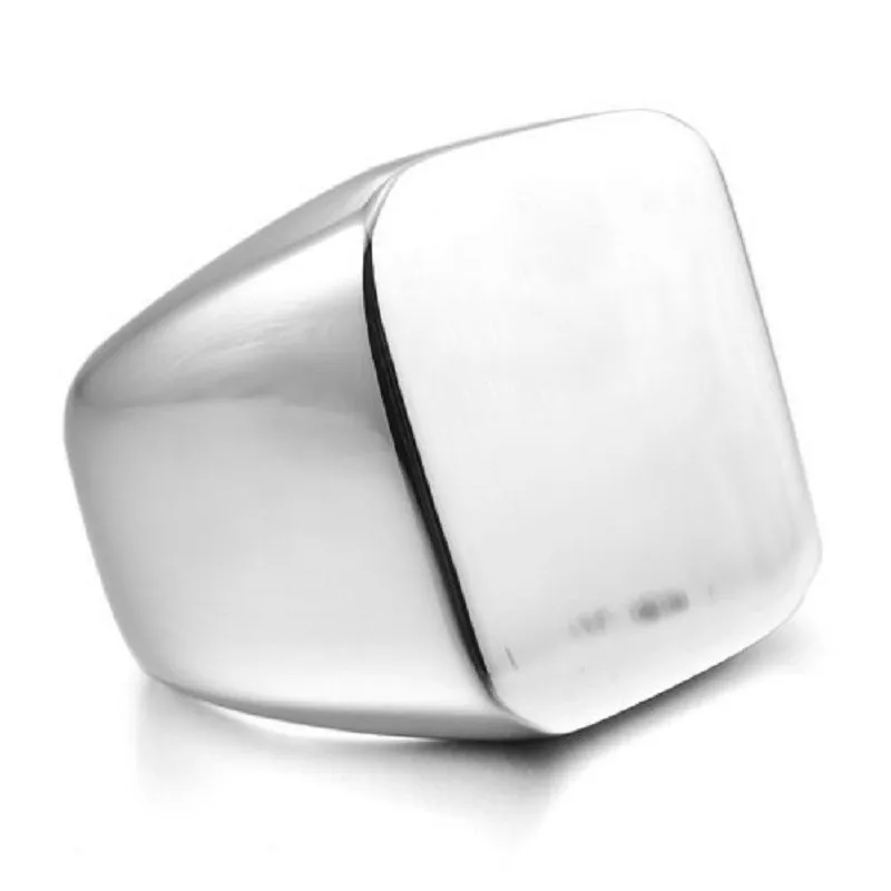 Fashion Men\'s  Polished Signet Solid 316L Stainless Steel Biker Ring Men\'s Jewelry