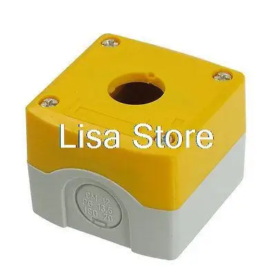 1Pc 22mm Hole Yellow Gray Plastic Push Button Switch Holder Control Box