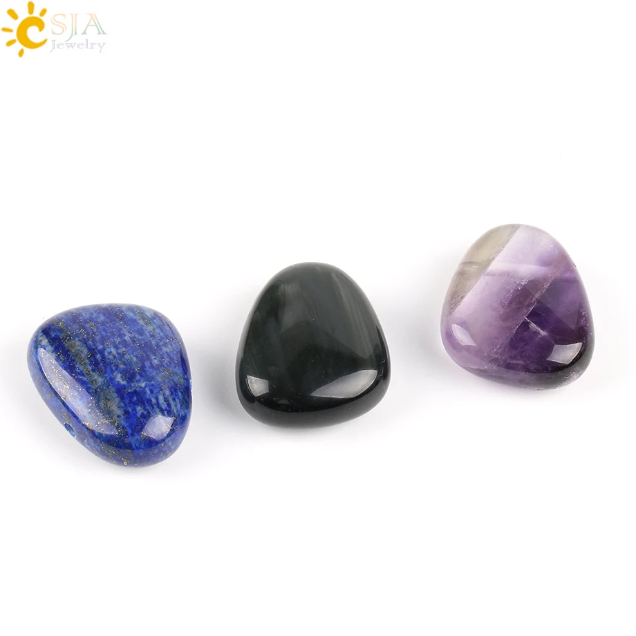 CSJA อัญมณีธรรมชาติหินผู้หญิงผู้ชาย Reiki จี้ Lapis Lazuli สีม่วงสีชมพูคริสตัลควอตซ์โอปอล Howlite อัญมณี E560