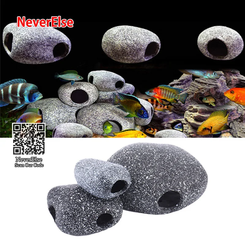 Aquarium Cichlid Tank Stone Cave Realistic Artificial Granite Rock Small Fish Shrimp Hideaway Decoration Ornament Accessories