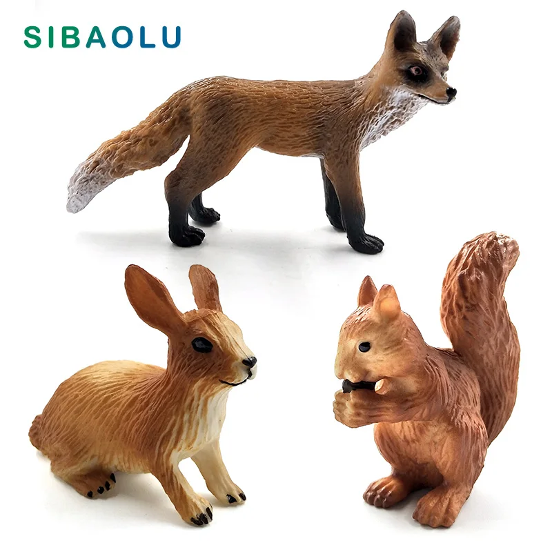 Christmas Simulation Little Fox Rabbit Squirrel Animal Model Figurine Home Decor Miniature Fairy Garden Decoration Accessories