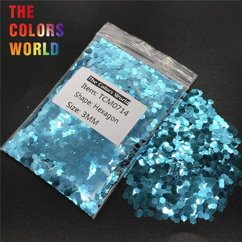 

TCM0714 Turquoise Blue Color Metallic Luster Hexagon Shape Nail Glitter Nail Art Decoration Gel Body Glitter Henna Handwork DIY