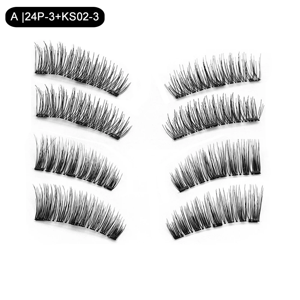 2คู่3D ขนตาปลอม Mink Eyelashes Eye แต่งหน้าขยายขนตาปลอม Eyelash Magnetic ชุดแหนบ