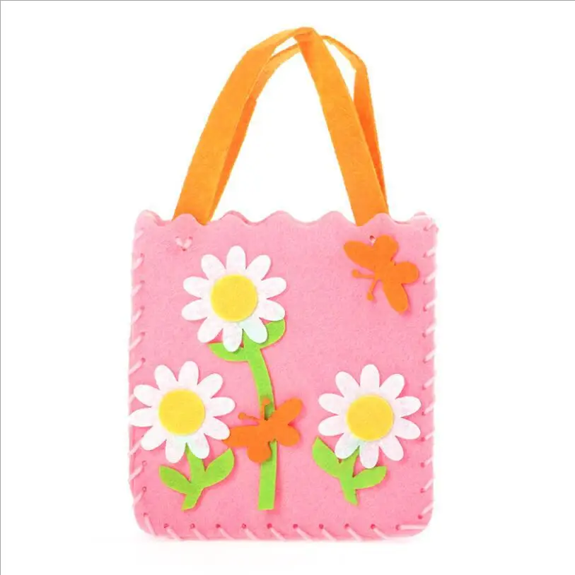 Não-tecido novo artesanato brinquedos para crianças saco rosa menina presente fabricação diy brinquedo animal bolsa artes artesanato brinquedo educativo