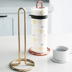 Stainless Steel Kitchen Roll Paper Towel Holder Bathroom Tissue Stand Rose Gold Napkins Rack Home Kitchen Storage Accessories