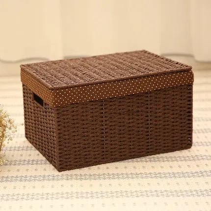 

Surabilus Straw Weave Storage Small Bedroom Desktop Storage Box Finishing Box Storage Box Book Box Covered